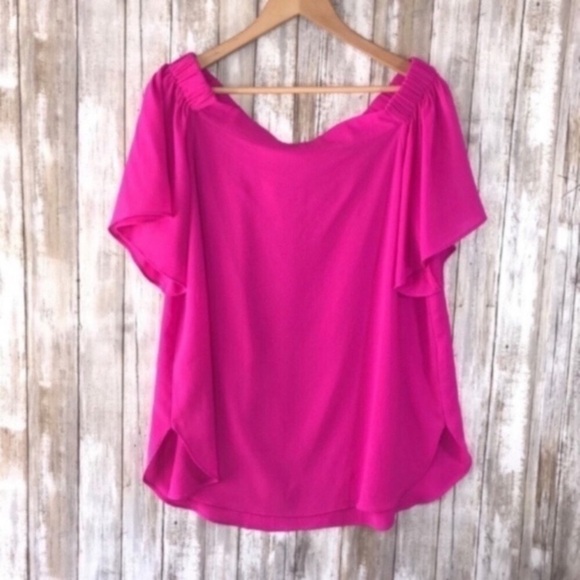 Gibson Latimer Tops - Gibson Latimer Pink Off The Shoulder Blouse